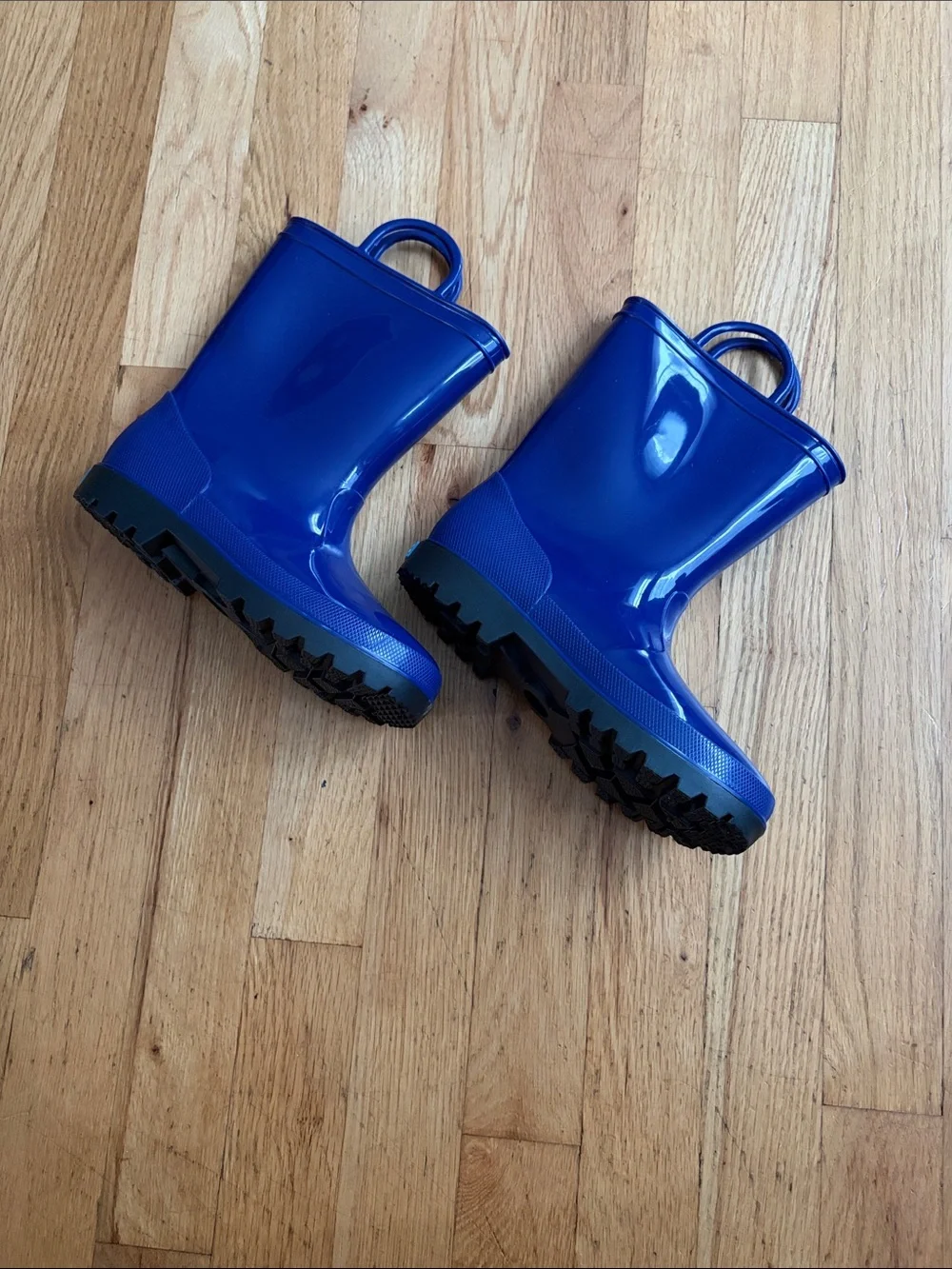Kids Blue Rain Boots with Easy-Pull Handles size 1